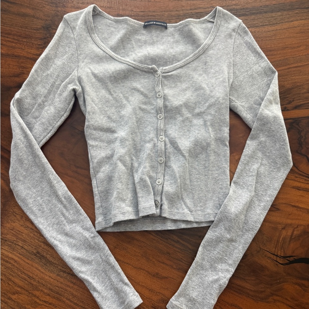Brandy Melville Light Gray Button-Down Shirt
